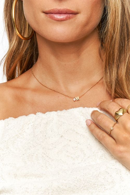 Initial necklace with freshwater pearl | My Jewellery