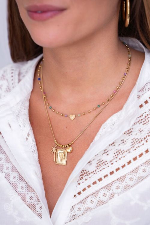 Necklace with heart and green beads | My Jewellery