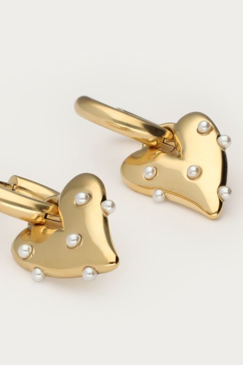 Large hoop earrings with heart & faux pearls | My Jewellery