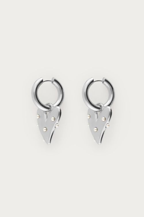 Large hoop earrings with heart & faux pearls | My Jewellery