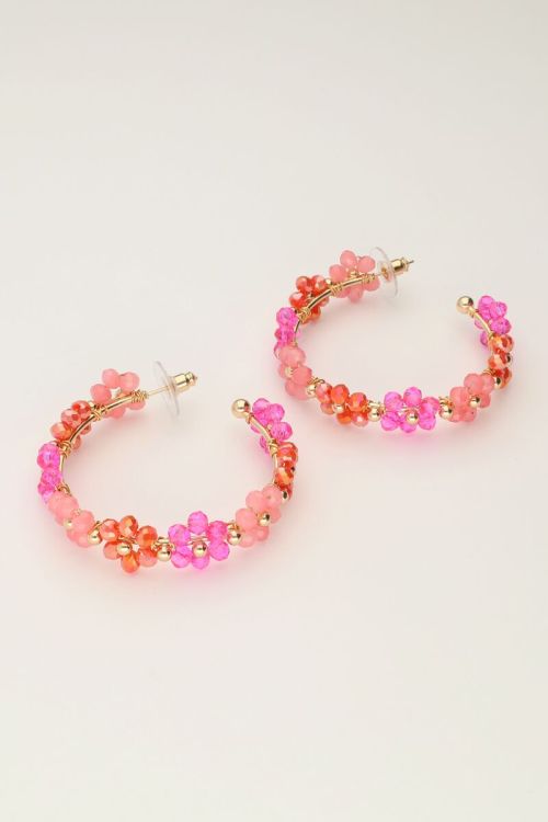 Maxi créoles avec des fleurs roses