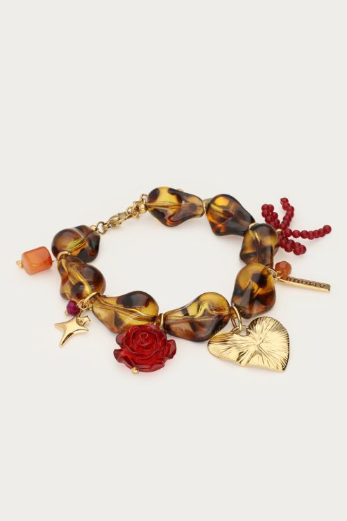 Leopard print beaded bracelet with charms | My Jewellery