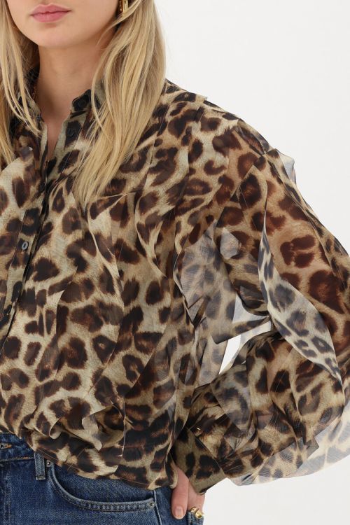 Leopard print chiffon blouse with ruffles | My Jewellery