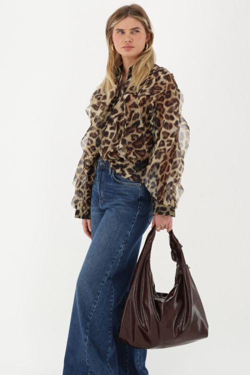 Leopard print chiffon blouse with ruffles | My Jewellery