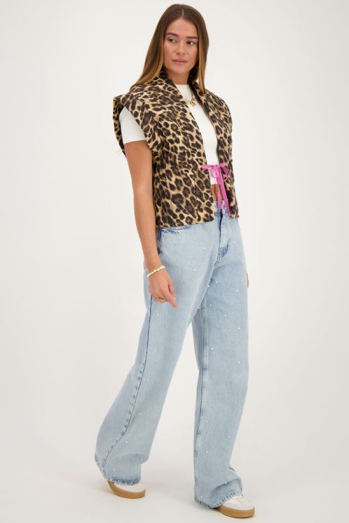 leopard print gilet with pink bow | My Jewellery
