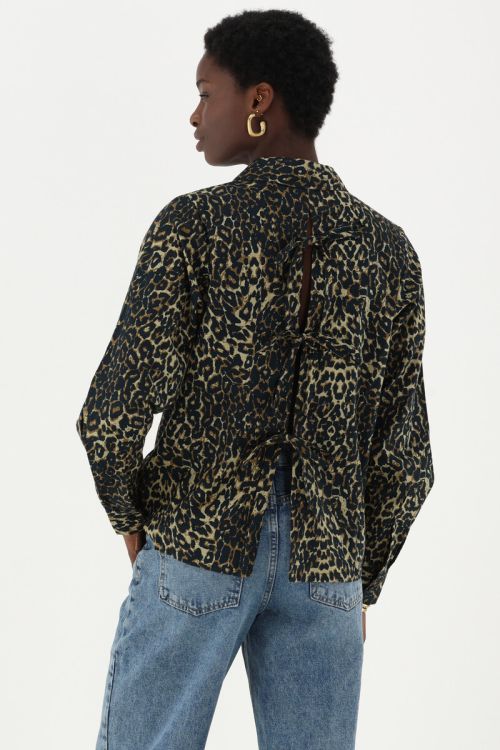 Leopard print linen look blouse with bows  | My Jewellery