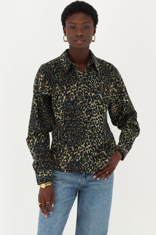 Leopard print linen look blouse with bows  | My Jewellery