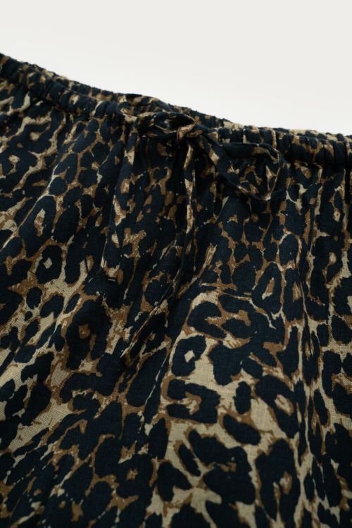Leopard print linen look midi skirt with slit | My Jewellery