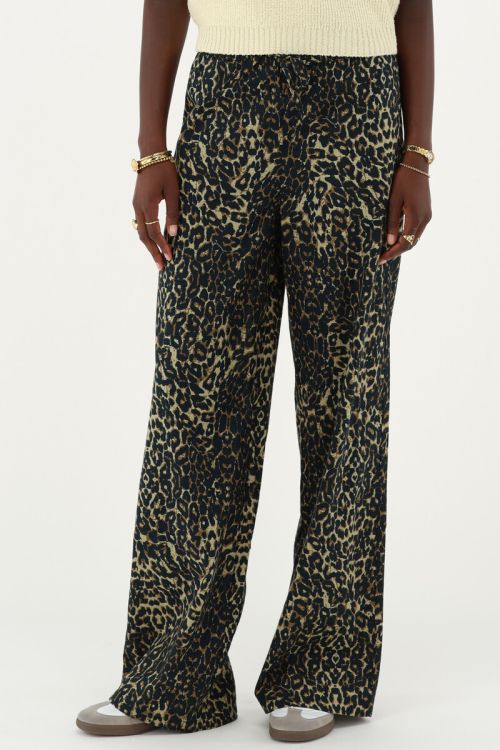 Leopard print linen look trousers | My Jewellery