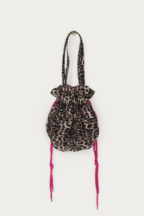 Leopard print pouch bag with purple cord | My Jewellery