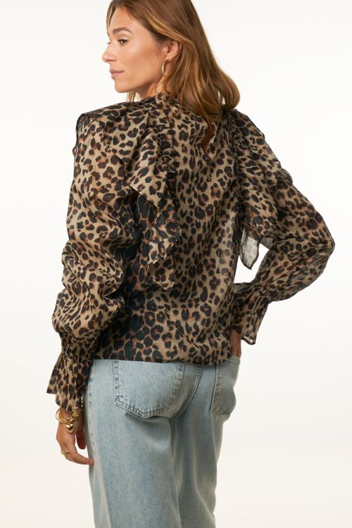 Leopard print ruffle top with long sleeves | My Jewellery