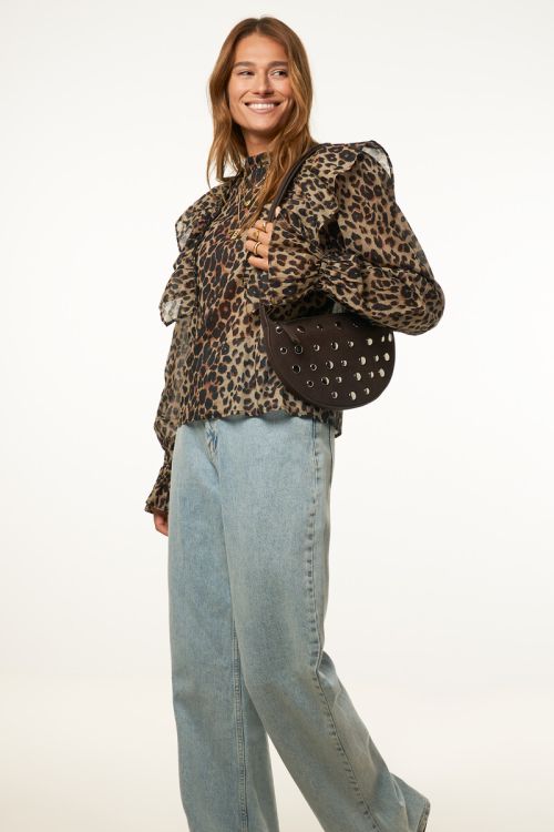 Leopard print ruffle top with long sleeves | My Jewellery