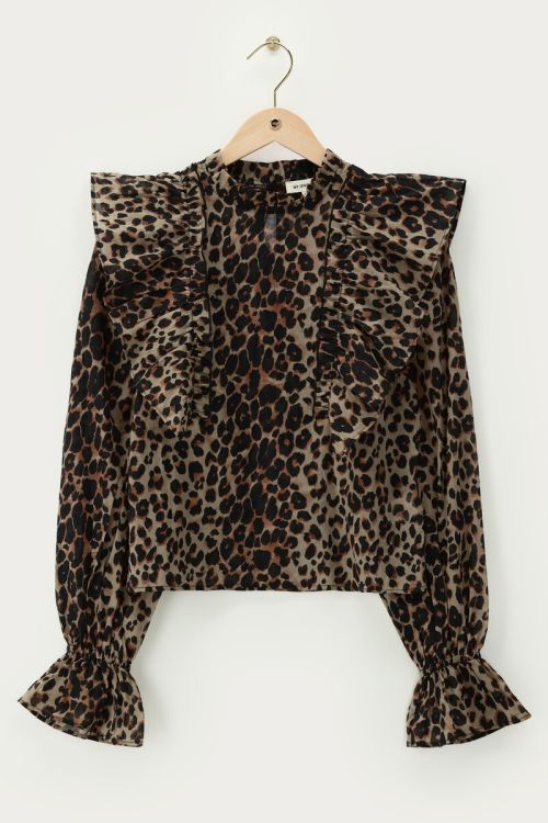 Leopard print ruffle top with long sleeves | My Jewellery