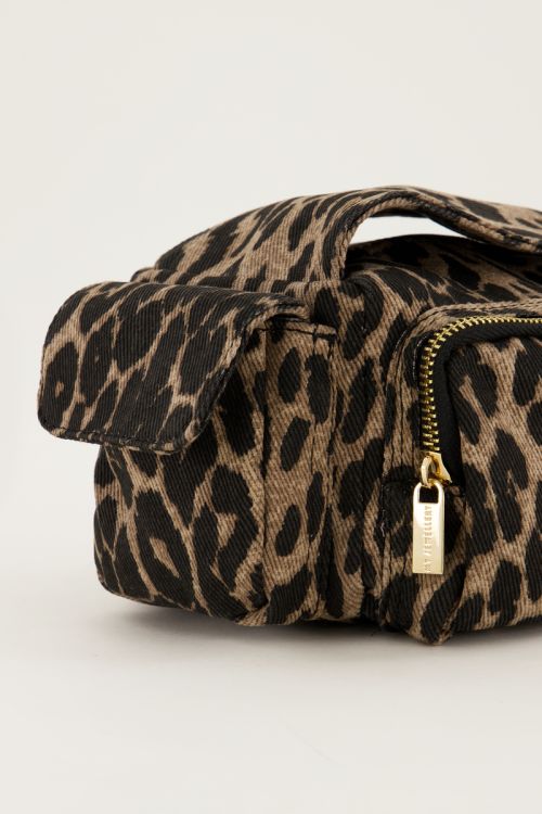 Panther print shoulder bag with compartments and zippers | My Jewellery