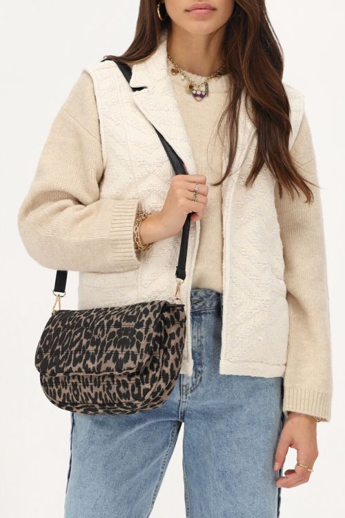 Leopard print shoulder bag with two straps | My Jewellery