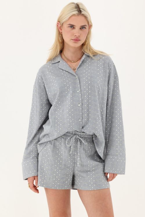 Light blue blouse with embroidery details | My Jewellery