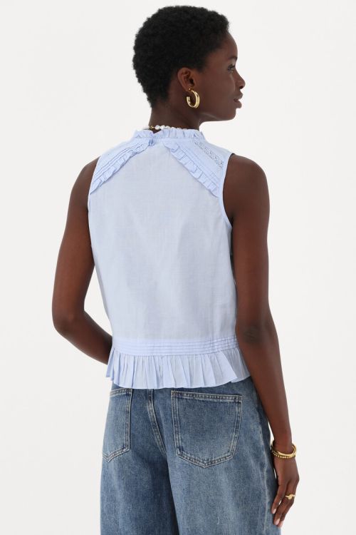 Light blue top with pleats & ribbon details | My Jewellery