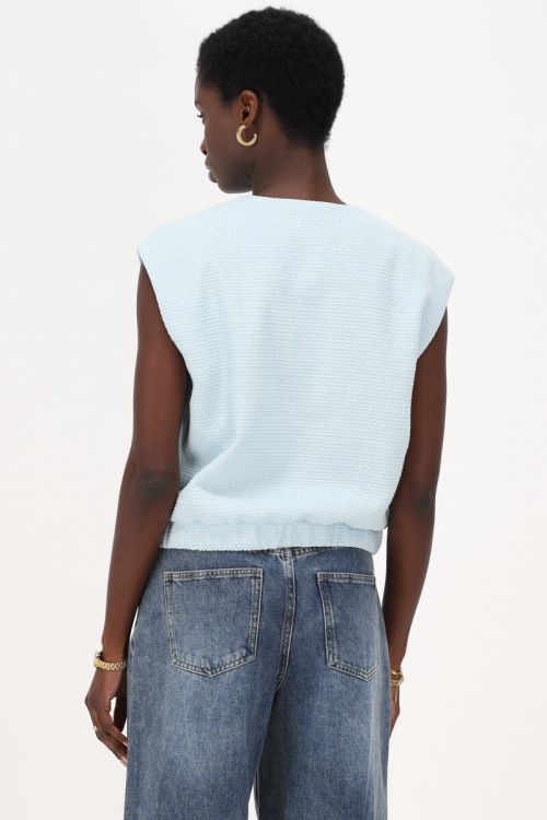 Light blue vest with tweed | My Jewellery
