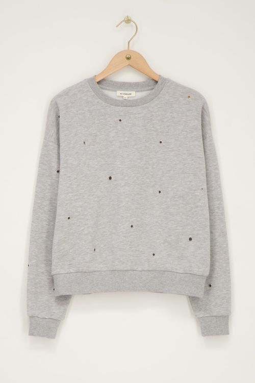 Light grey sweater with eyelets | My Jewellery