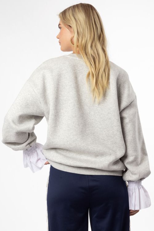 Light grey sweatshirt with poplin cuffs | My Jewellery