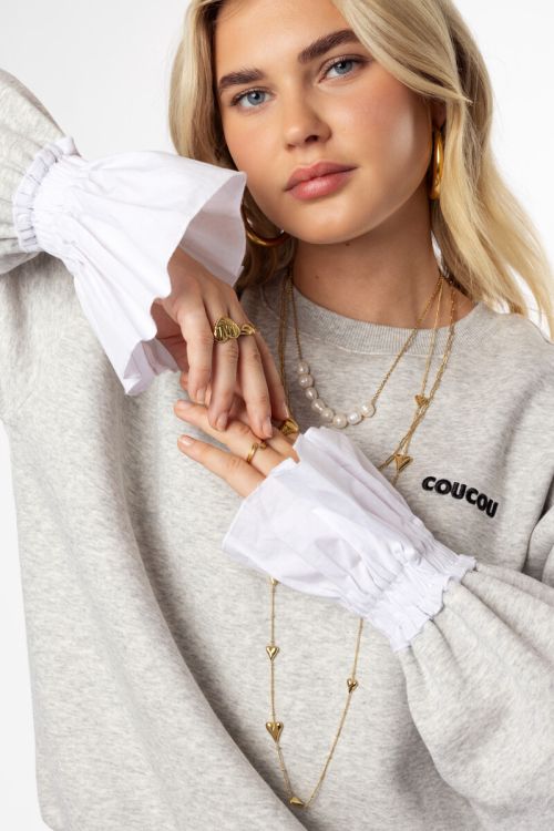 Light grey sweatshirt with poplin cuffs | My Jewellery