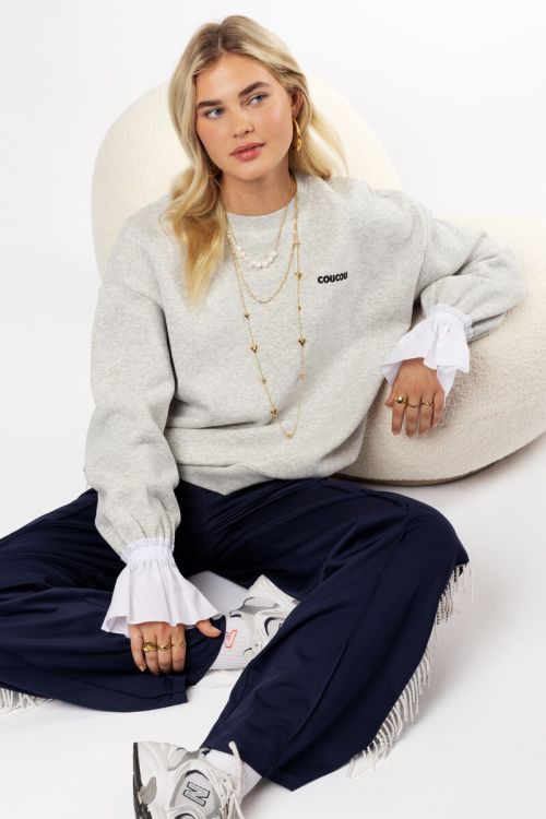Light grey sweatshirt with poplin cuffs | My Jewellery