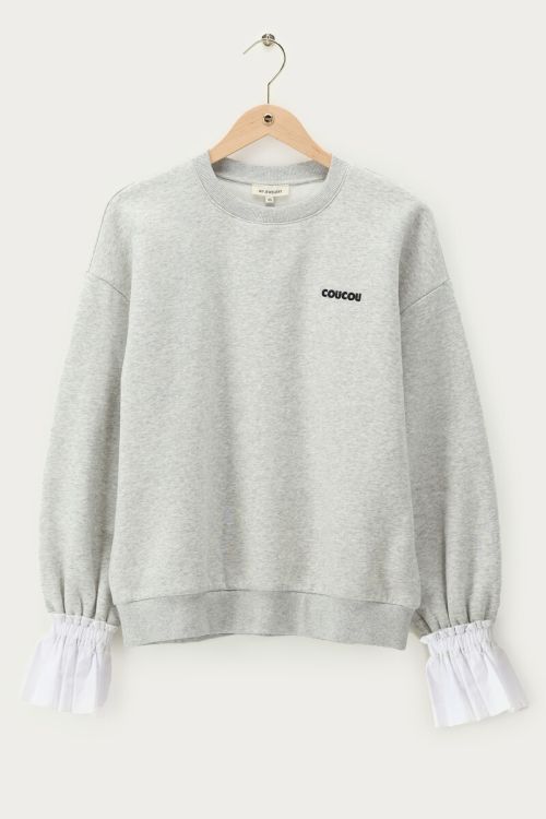 Light grey sweatshirt with poplin cuffs | My Jewellery