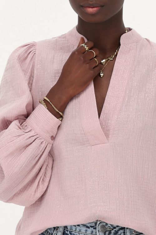Light pink muslin blouse with lurex | My Jewellery