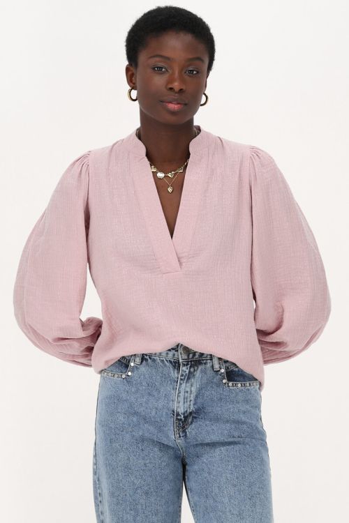 Light pink muslin blouse with lurex | My Jewellery