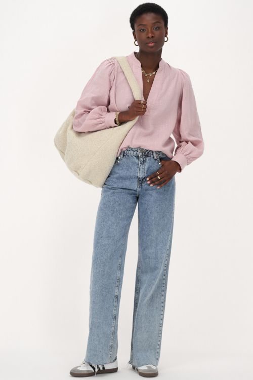 Light pink muslin blouse with lurex | My Jewellery