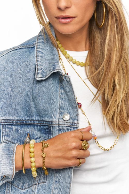 Light yellow necklace with beads