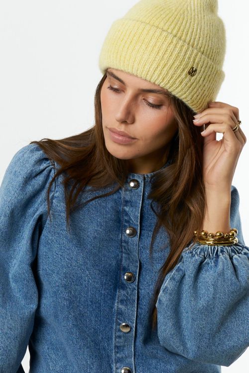 Light yellow knitted beanie | My Jewellery