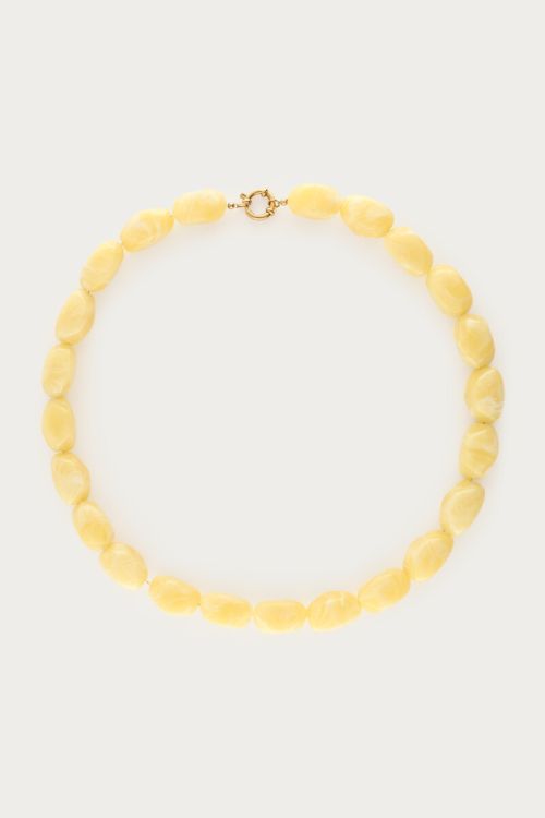 Collier jaune clair avec perles ovales