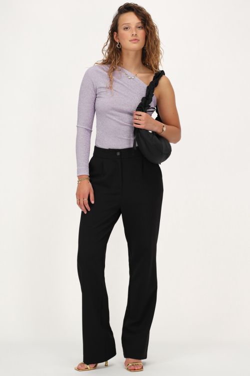 Lilac one-shoulder top with lurex | My Jewellery