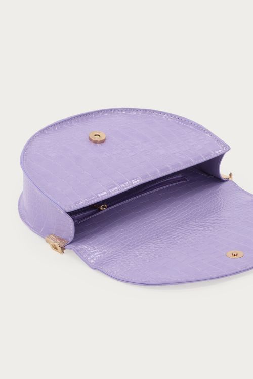Purple half round shoulderbag with crocodile print | My Jewellery