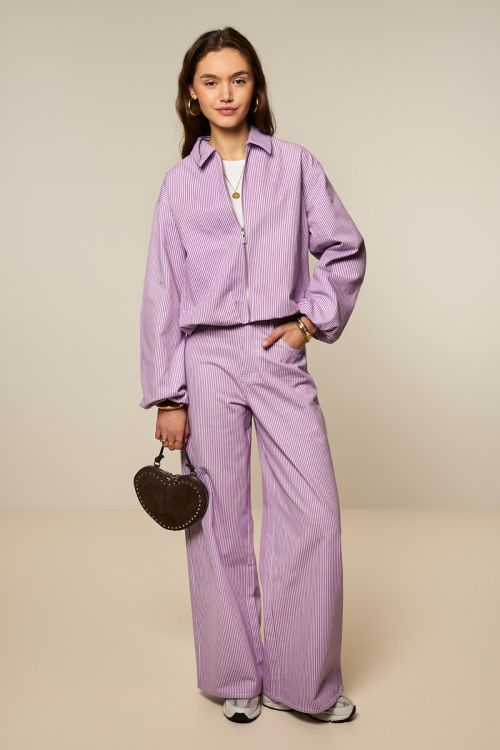 Lilac striped wide leg jeans | My Jewellery