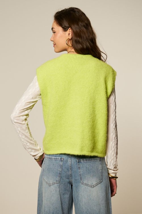 Lime green vest with fancy buttons | My Jewellery