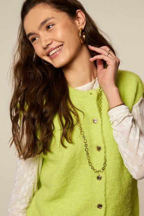 Lime green vest with fancy buttons | My Jewellery