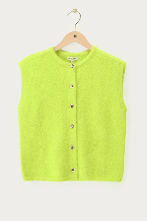 Lime green vest with fancy buttons | My Jewellery