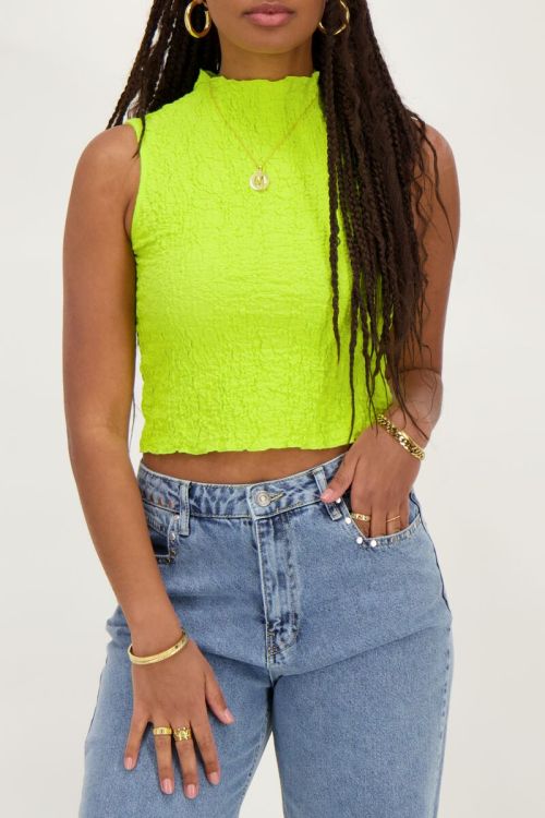 Lime green sleeveless bubble top | My Jewellery