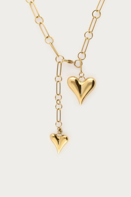 Long chain necklace Y-shape with hearts | My Jewellery