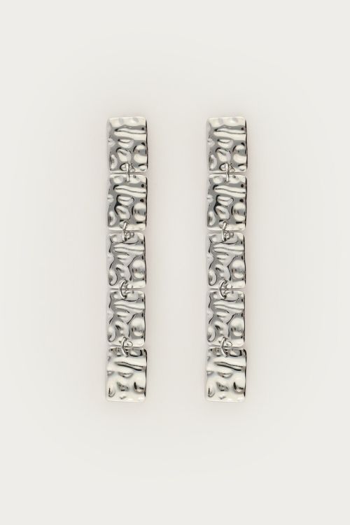 Long earrings with squares "hammered" | My Jewellery