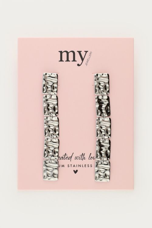 Long earrings with squares "hammered" | My Jewellery