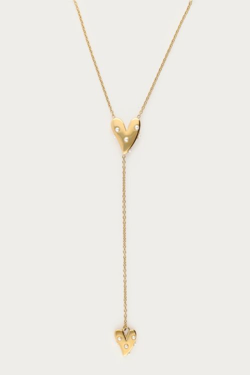 Long necklace with hearts & faux pearls | My Jewellery