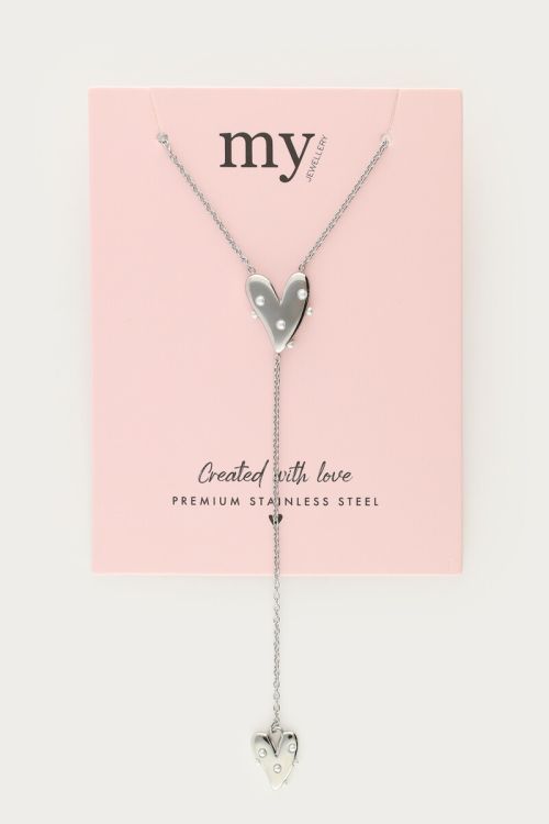 Long necklace with hearts & faux pearls | My Jewellery