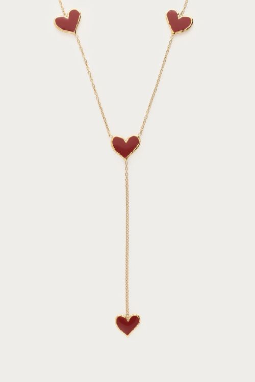 Long necklace y-shape with red hearts | My Jewellery