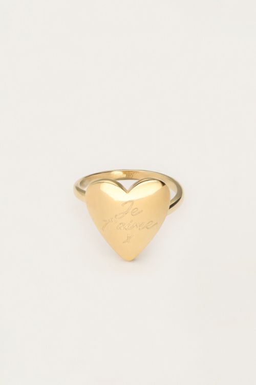 Love statement ring with heart "Je t’aime"