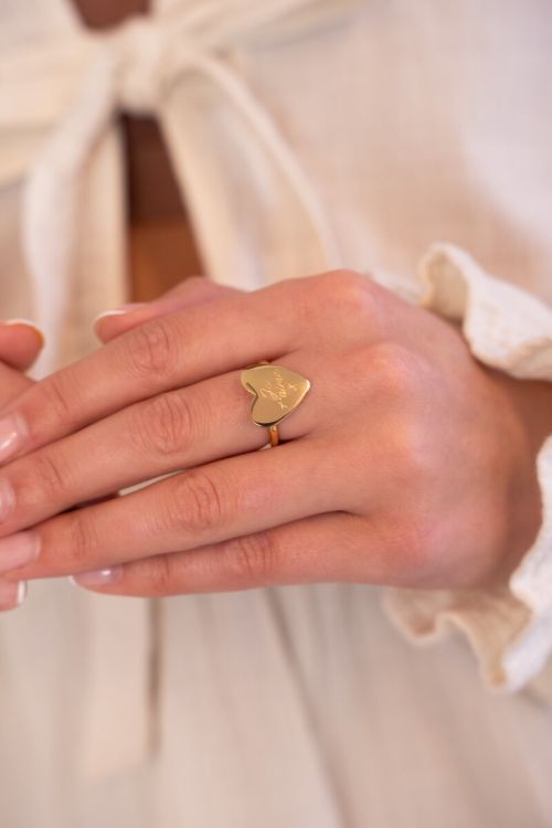 Love statement ring with heart "Je t’aime"