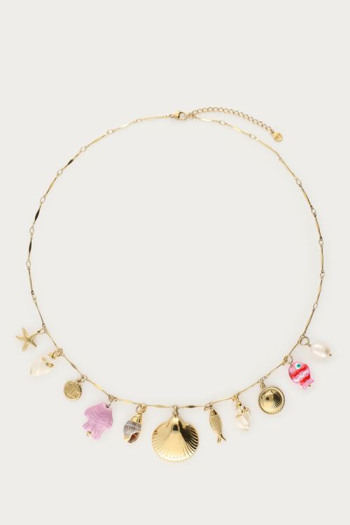 Mer bedel ketting met schelpen en vissen