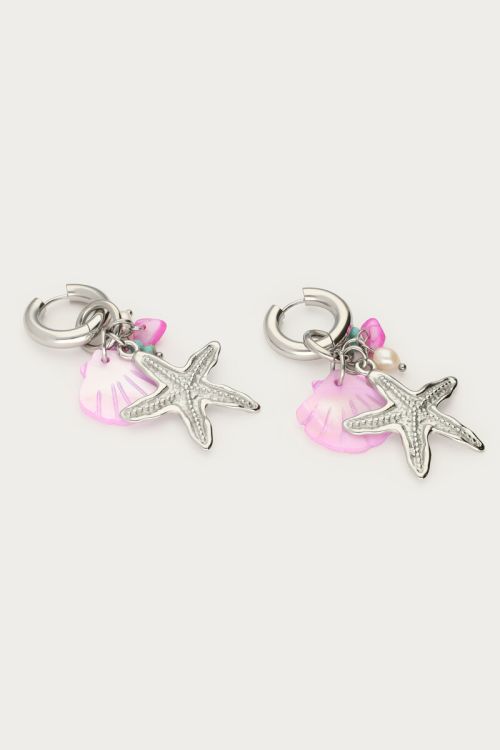 Mer earrings with lilac shell and starfish | My Jewellery